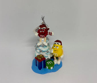 M&M's World Red and Yellow Tree White Resin Christmas Ornament New with Tag