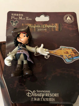 Disney Parks Shanghai Mickey Pirate Play Mat Tote with Figurine New with Tags