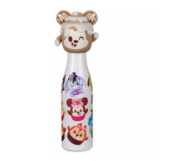 Disney Munchlings Stainless Steel Water Bottle Mickey Cinnamon Bun Topper New