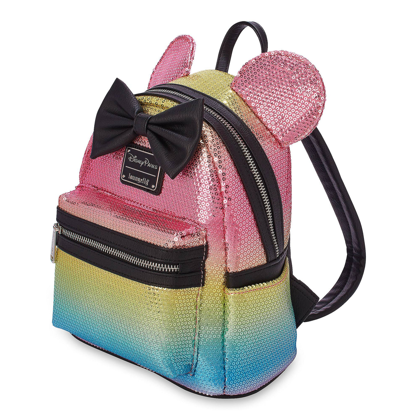 Disney Parks Minnie Mouse Sequined Mini Backpack with Bow Rainbow New with Tag
