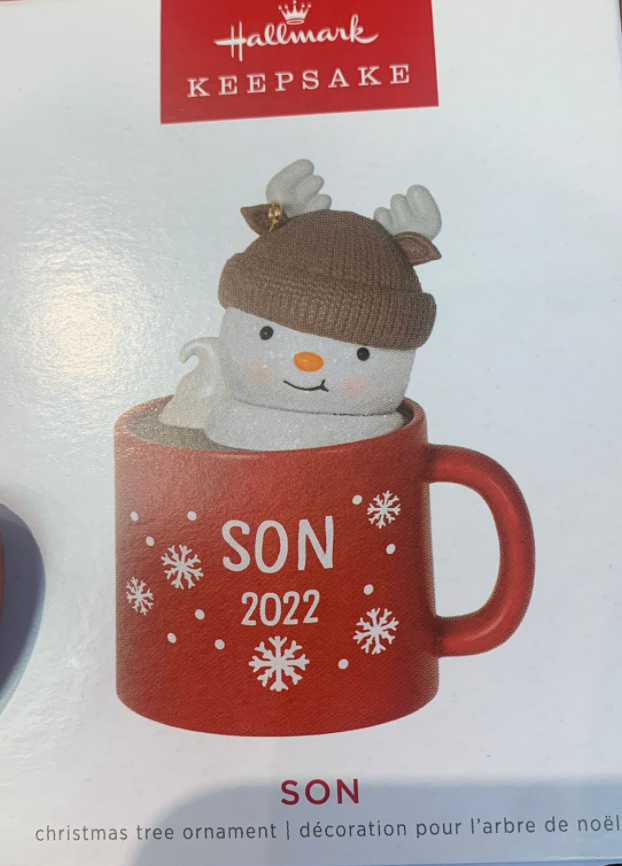 Hallmark 2022 Son Hot Cocoa Mug Christmas Ornament New With Box