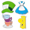 Disney Alice in Wonderland Pin Trading Flair Set Dress Mad Hatter Hat Teacups