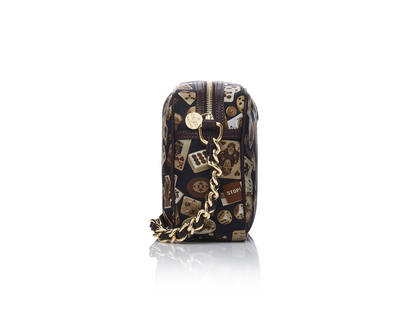 Las Vegas Life is a Game All Brown Bag Crossbody Made in Italy Divo Diva New