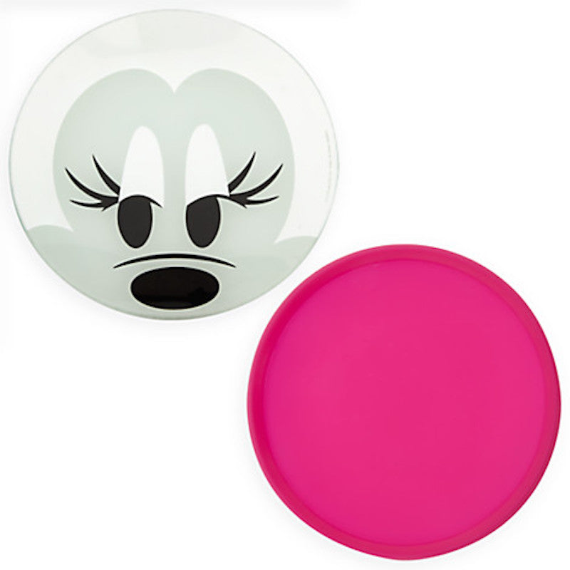 Disney Parks Minnie Mouse Silicone Covered Pink Glass Dessert Plate New