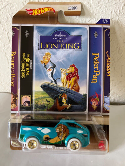 Hot Wheels Lot 4 Vhs Cover Disney Peter Pan Aladdin Beauty & Beast Lion King New