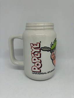 Universal Studios Popeye Spinach Strong to the Finish Jar Coffee Mug New