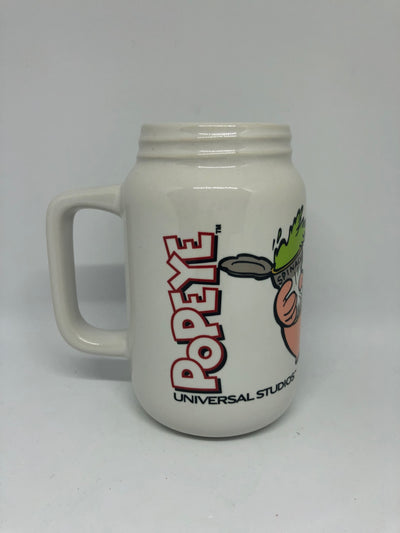 Universal Studios Popeye Spinach Strong to the Finish Jar Coffee Mug New