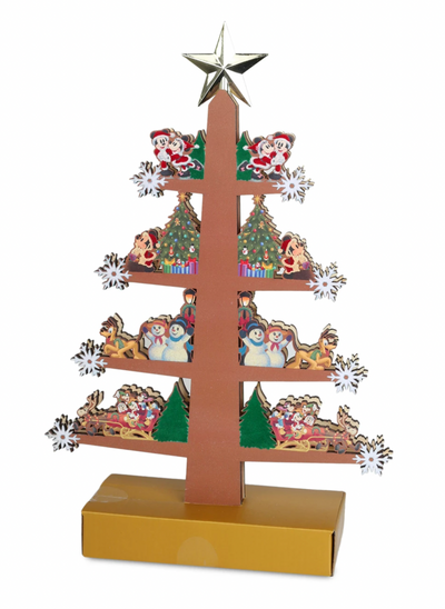Disney Santa Mickey Mouse and Friends Wooden Light-Up Holiday Christmas Tree New