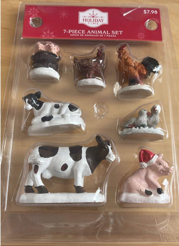 Holiday Time 7 Piece Animal Set Farm Christmas Figurine New With Box
