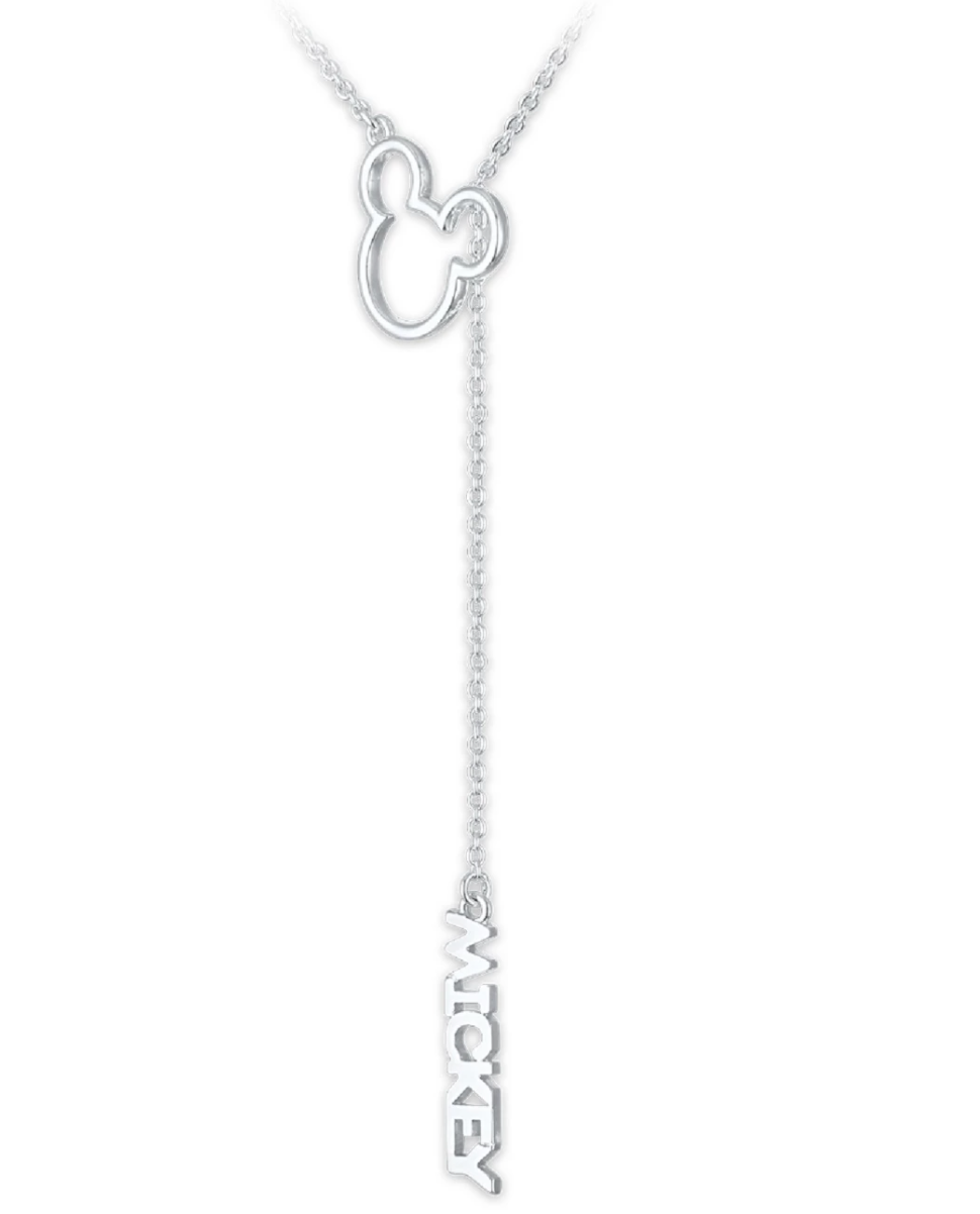 Disney Parks Mickey Lariat Sterling Silver Necklace New with Box