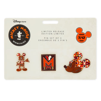Disney Store Mickey Memories July Pin Set of 3 Limited Release New with Card