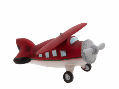 Robert Stanley Red Airplane Glass Christmas Ornament New with Tag