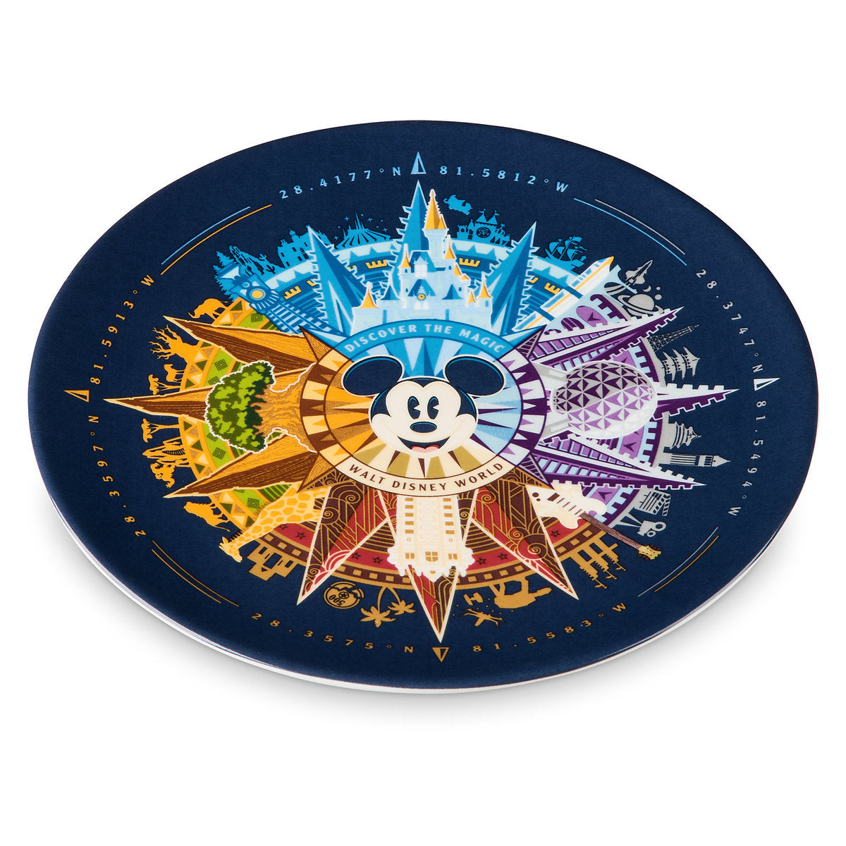 Disney Parks Passport Collection Mickey Compass Ceramic Plate New