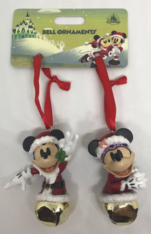 Disney Parks Season's Greetings Santa Mickey Minnie Bell Ornaments New with Tags