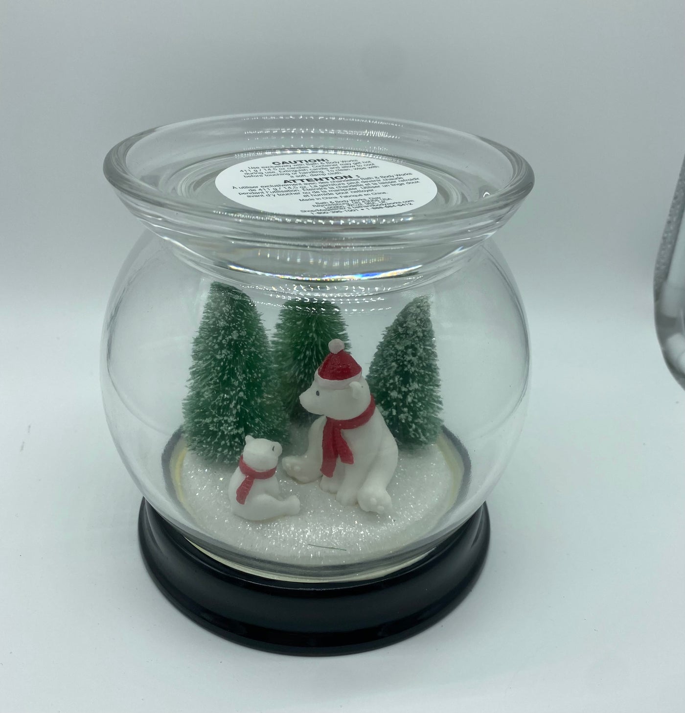Bath and Body Works 2021 Christmas Pedestal Cloche Bear 3 Wick Candle Holder New
