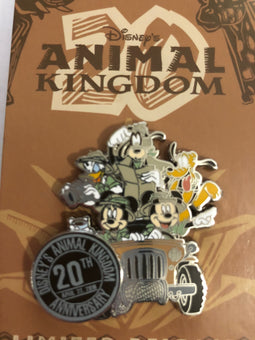 Disney Parks Animal Kingdom 20th Anniversary Mickey & Friends Safari Pin New