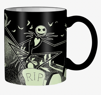 Disney The Nightmare Before Christmas Jack Tombstone Glow In The Dark Mug New