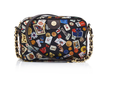 Las Vegas Life is a Game Black Brown Bag Crossbody Made in Italy Divo Diva New