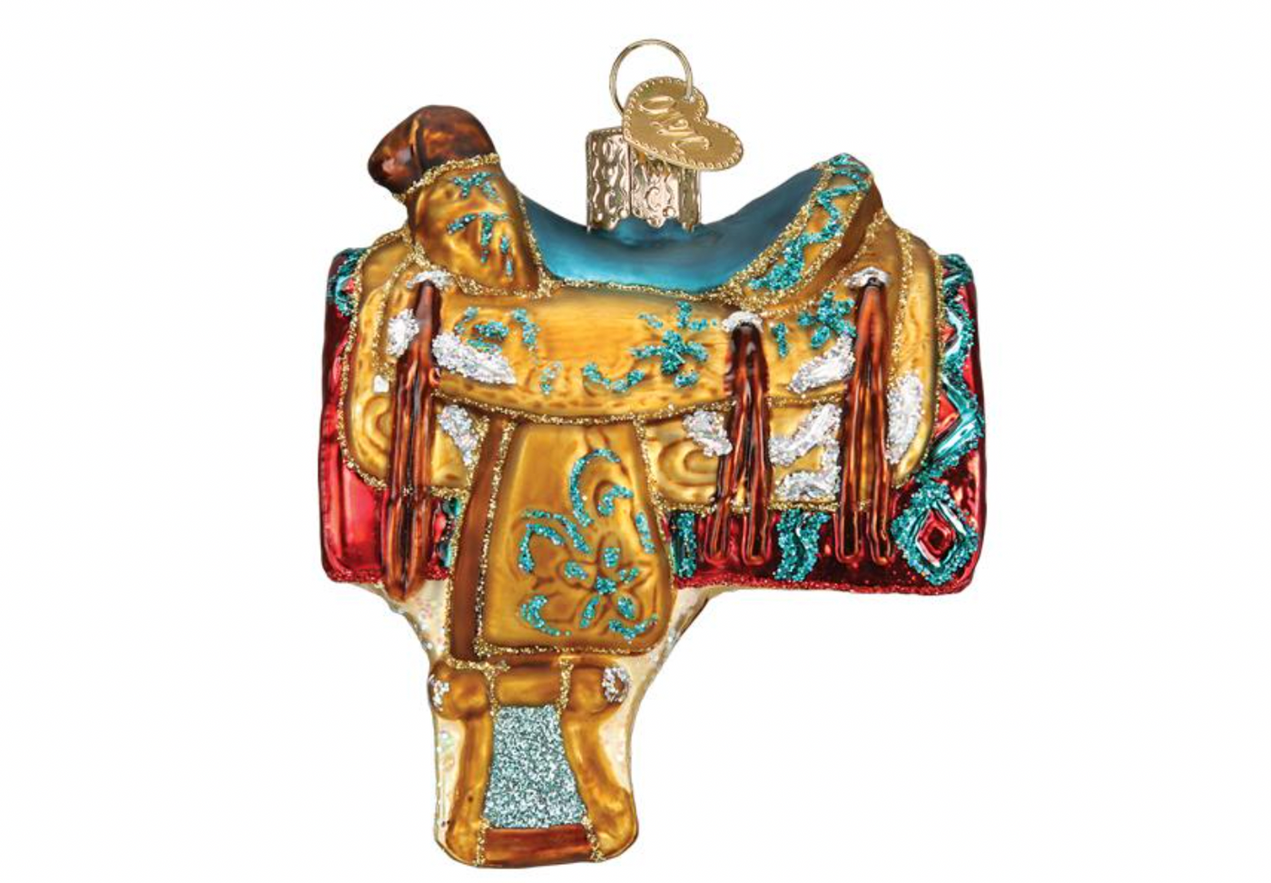 Old World Christmas Western Saddle Blown Glass Christmas Ornament New with Box