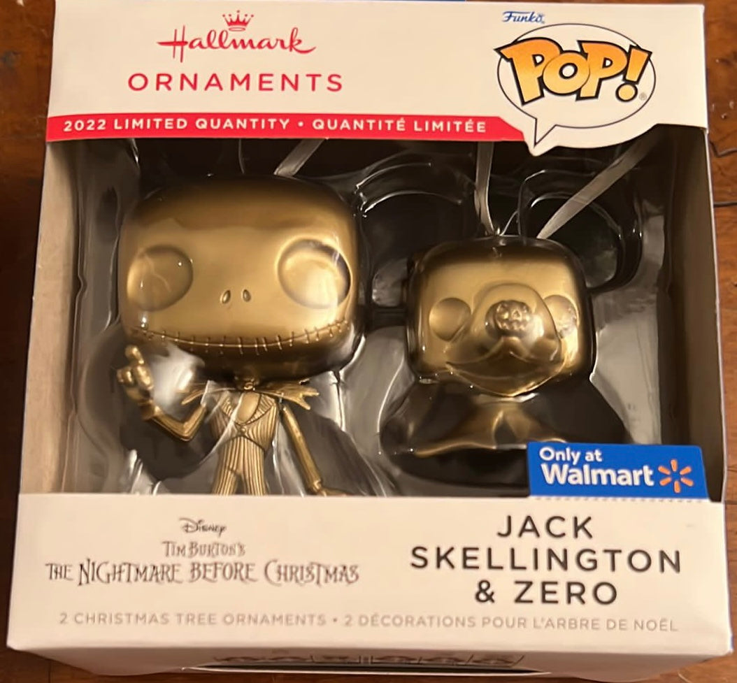 Hallmark 2022 Funko Pop Nightmare Before Christmas Jack and Zero Ornament Chase