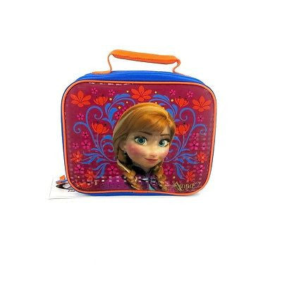 disney frozen anna insulated rectangular lunck box blue and pink new with tag