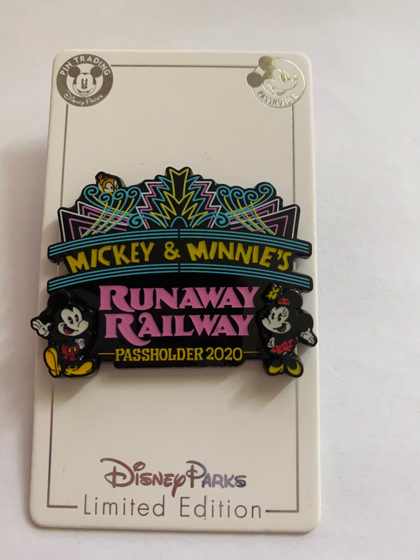 Disney Parks Mickey and Minnie Runaway Railway Passholder Pin New with Card