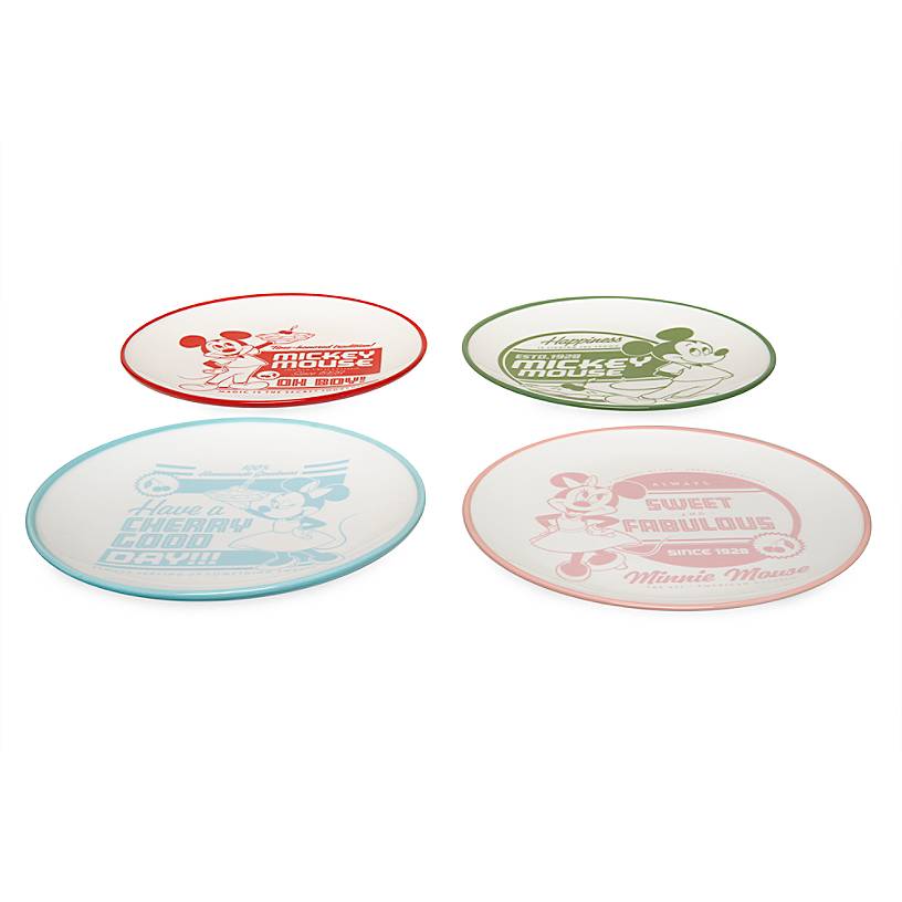 Disney Parks Back in the Day Mickey and Minnie Retro Cake Plate Set New with Box