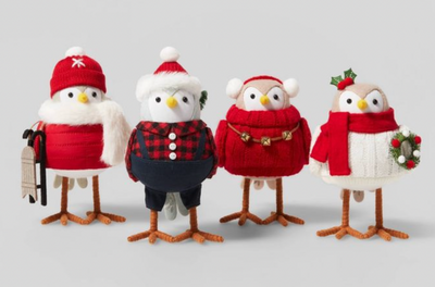Target Wondershop 4pk Holiday Outdoorsy Birds Decorative Figurine Set Red New