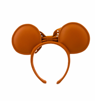 Disney Parks Fall Orange Suede Minnie Bow Ear Headband New with Tags