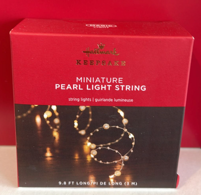 Hallmark 2022 Miniature Decorative Pearls Christmas String Lights New With Box