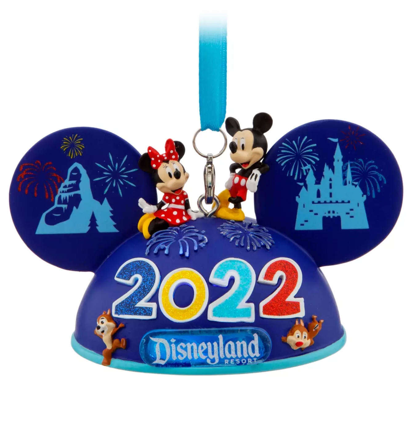 Disney Disneyland 2022 Mickey Friends Light Up Ear Hat Christmas Ornament New