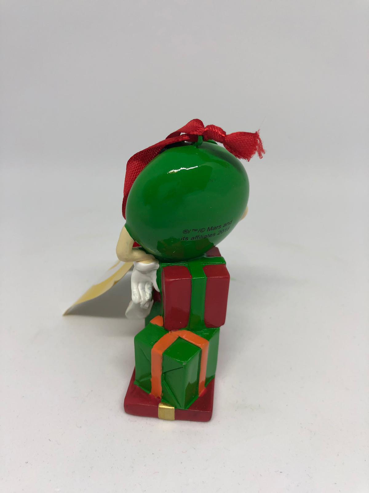 M&M's World Green Character with Presents Resin Christmas Ornament New with Tag