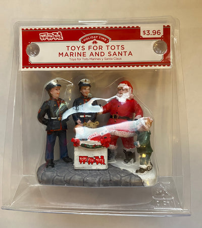 Holiday Time Walmart Toys for Tots Marine and Santa Figurine Christmas Village