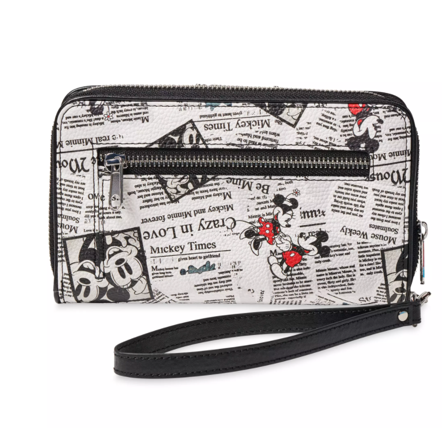 Disney Parks Mickey and Minnie Newsprint Wallet Wristlet New with Tag