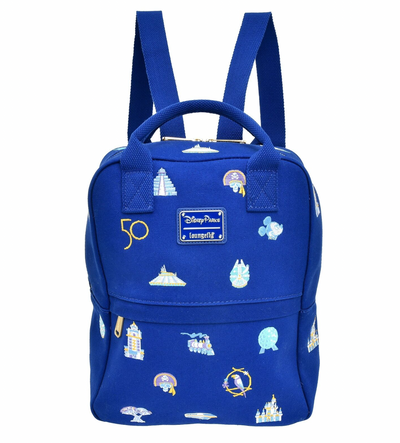 Disney Parks WDW 50th Characters Loungefly Blue Backpack New with Tag