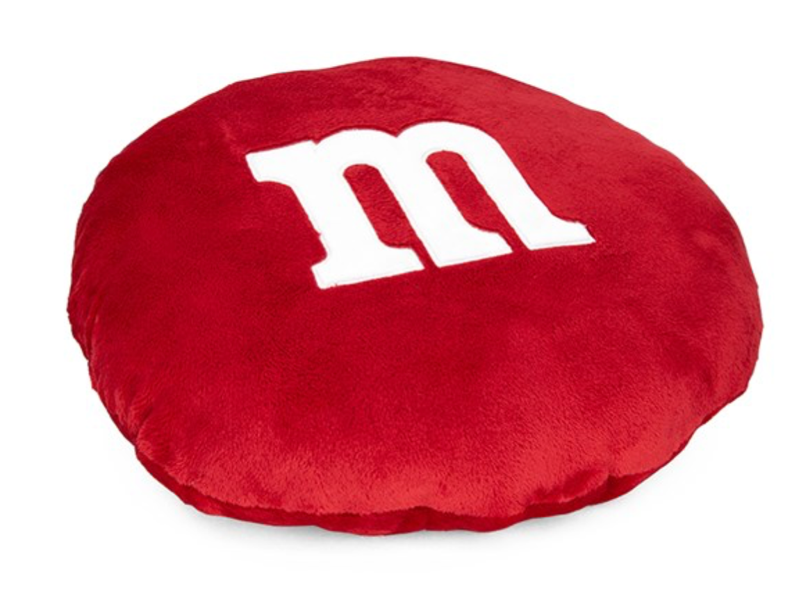 Red M&M Fleece and Glitter Pillow