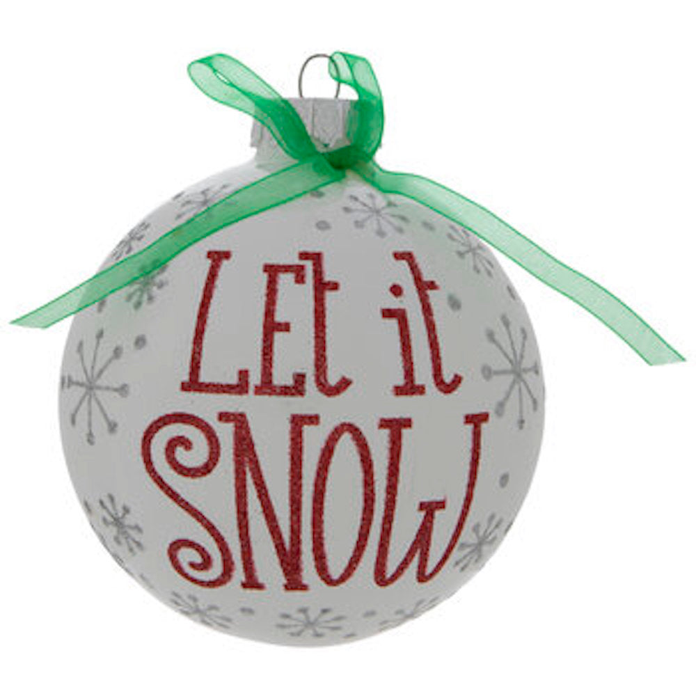 Robert Stanley Let It Snow Ball Glass Christmas Ornament New w Tag