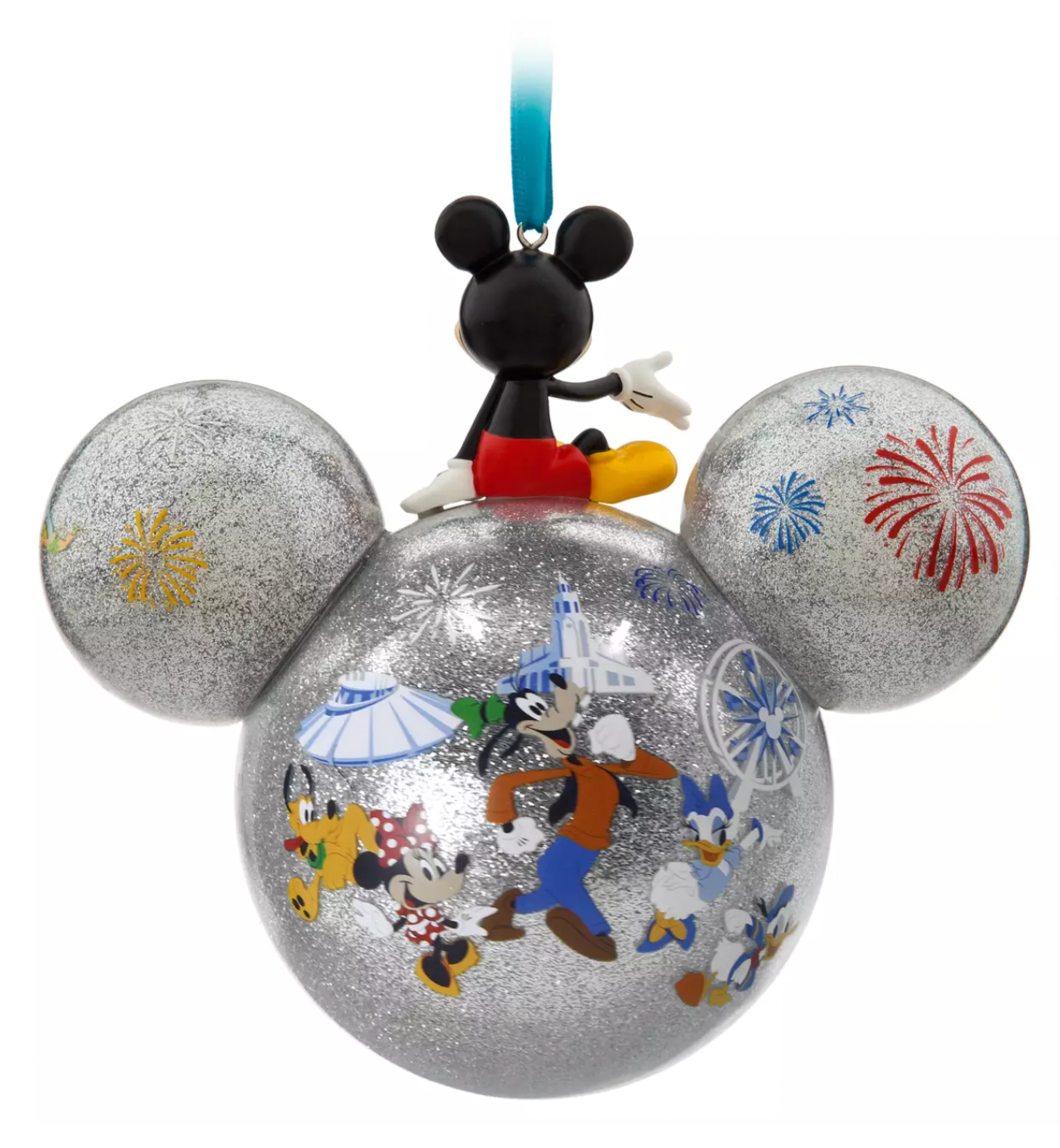 Disney Parks Disneyland 2022 Mickey Icon Glass Christmas Ball Ornament New Tag