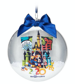 Disney Parks WDW 2020 Mickey and Friends Disk Snowglobe Christmas Ornament New