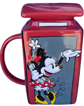 Disney Epcot Mickey Minnie Red Phone Booth United Kingdom Mug with Lid New