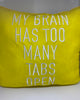 M&M's World Yellow My Brain Has Too Many Tabs Open Pillow Plush New with Tag