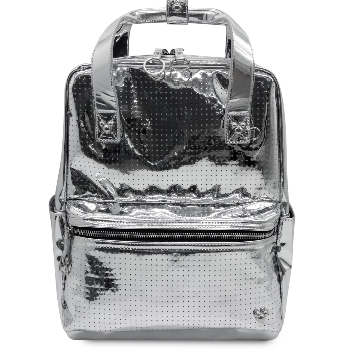 Disney Visa Cardmember Exclusive Metallic silver Vinyl Backpack Limited New Tag