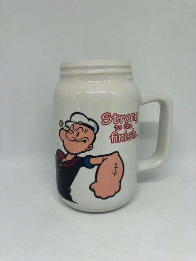 Universal Studios Popeye Spinach Strong to the Finish Jar Coffee Mug New