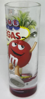 M&M's World Welcome to Fabulous Las Vegas Sign Green Red Tall Shot Glass New