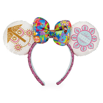 Disney Parks It's a Small World Minnie Sequined Ear Headband with Bow New Tag
