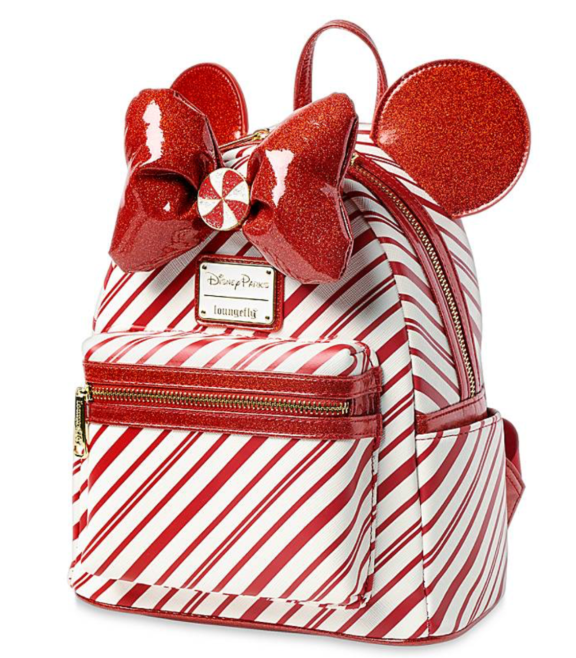 Disney Parks Minnie Peppermint Holiday Christmas Mini Backpack New with Tag