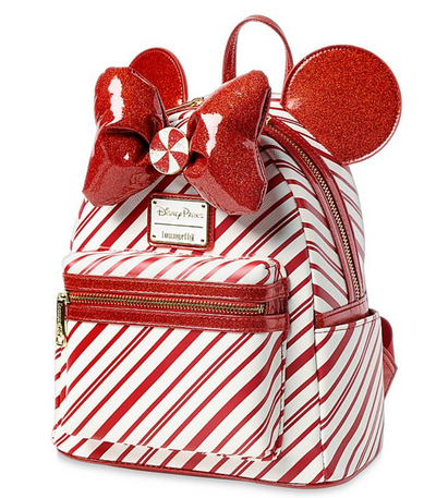 Disney Parks Minnie Peppermint Holiday Christmas Mini Backpack New with Tag
