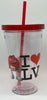 M&M's World I Love Las Vegas Red Characters Tumbler with Straw New