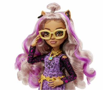 Mattel Monster High Clawdeen Wolf with Pet Dog Purple Streaked Hair New