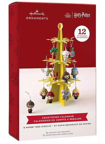 Hallmark Harry Potter Countdown Calendar Miniature Christmas Tree Set with 12 Mini Ornaments